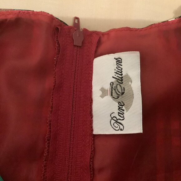 Rare Editions Girls Red Plaid Sleeveless Dress W/ Gold Bow Size 12 Holiday Party - Picture 2 of 10